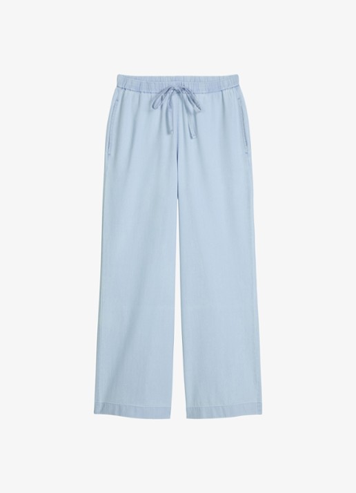 Marc O'Polo Mid waist straight leg fit broek - voorkant 4 light blue multi 02 / blauw