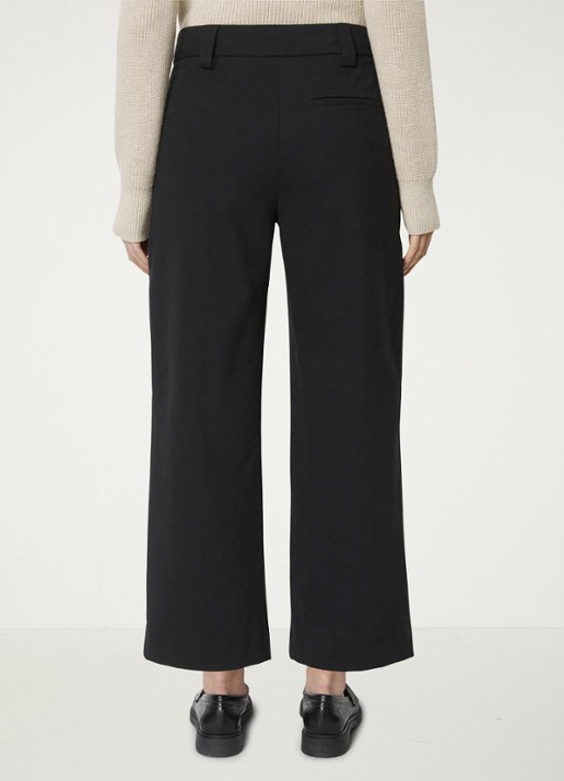 Marc O'Polo Mid waist wide fit culotte van jersey met steekzakken - achterkant 2 zwart