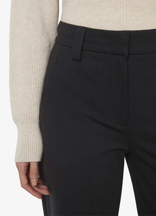 Marc O'Polo Mid waist wide fit culotte van jersey met steekzakken - detail zwart