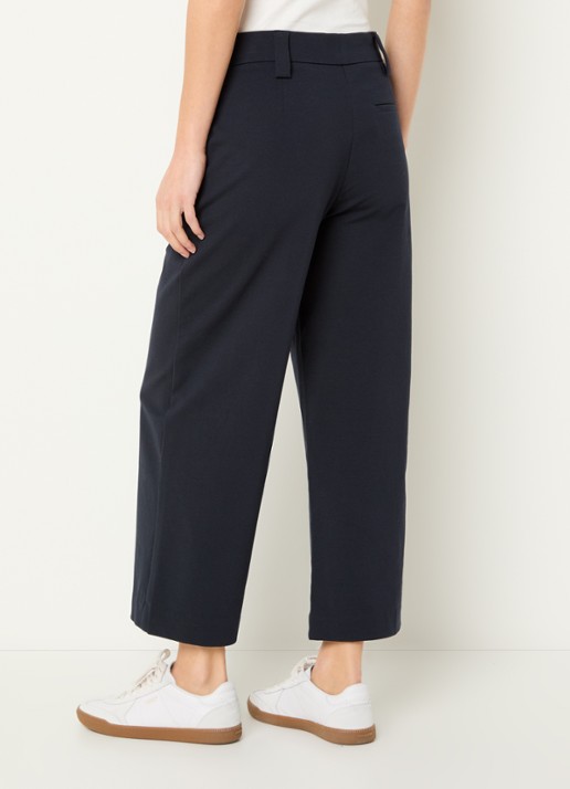 Marc O'Polo Mid waist wide fit culotte van jersey met steekzakken - achterkant donkerblauw