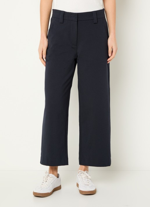 Marc O'Polo Mid waist wide fit culotte van jersey met steekzakken