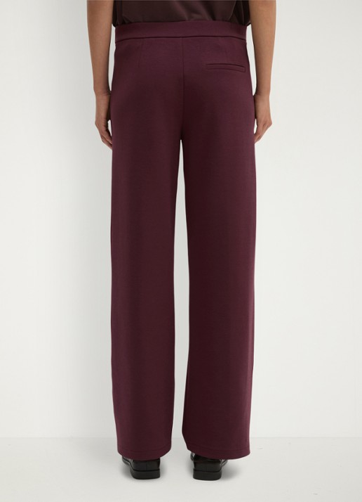 Marc O'Polo Mid waist wide fit pantalon met gemêleerd dessin - achterkant kersenrood