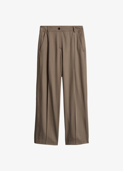 Marc O'Polo Mid waist wide fit pantalon met steekzakken