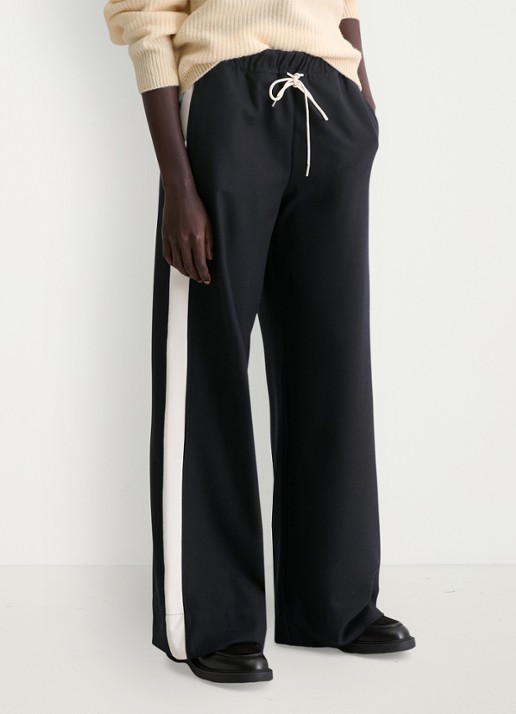 Marc O'Polo Mid waist wide fit trackpants met streep detail