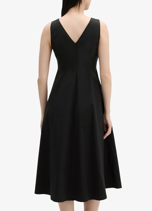 Marc O'Polo Midi A-lijn jurk met V-hals - achterkant black / zwart