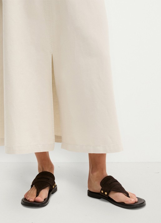 Marc O'Polo Midi A-lijn rok in lyocell blend met split - detail beige
