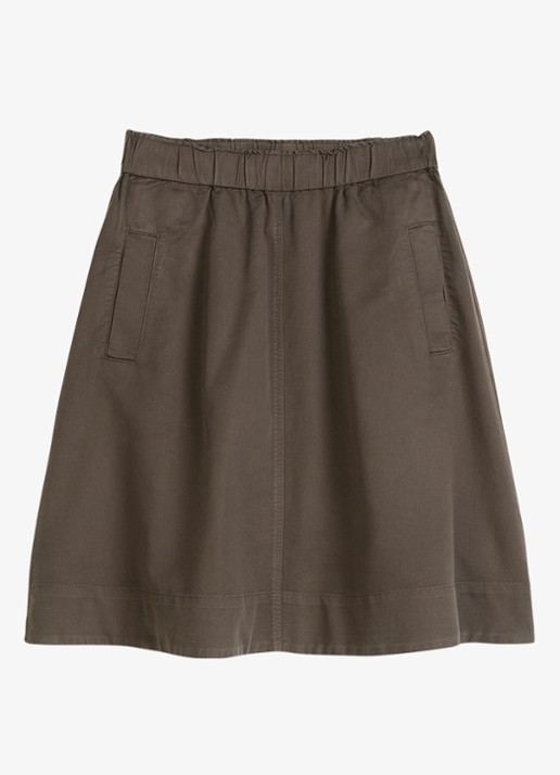 Marc O'Polo Midi A-lijn rok in lyocell blend met steekzakken - voorkant 2 bruin