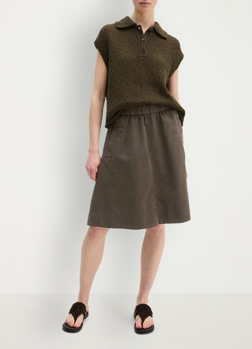 Marc O'Polo Midi A-lijn rok in lyocell blend met steekzakken - voorkant 3 bruin