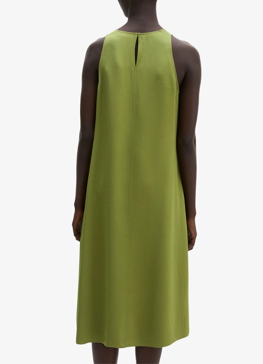 Marc O'Polo Midi jurk met ronde hals en steekzakken - achterkant shaded fern / groen