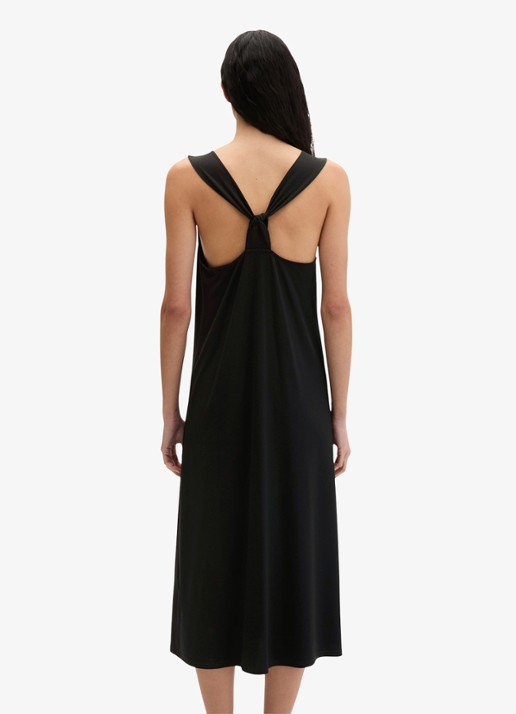 Marc O'Polo Midi jurk met ronde hals - achterkant black-0001 / zwart