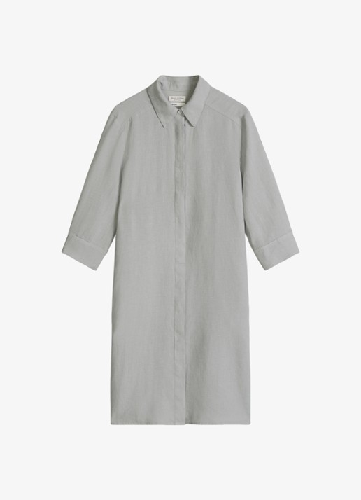 Marc O'Polo Mini blousejurk met kraag - voorkant 3 quiet sea-0639 / blauw
