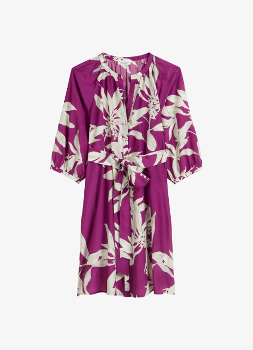 Marc O'Polo Mini blousejurk met print - voorkant paars