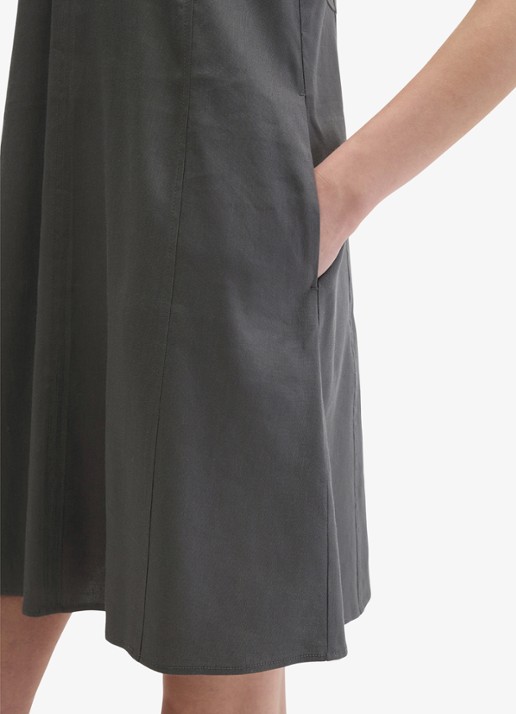 Marc O'Polo Mini jurk in linnenblend met ronde hals - detail 5 oxide grey-0364 / grijs