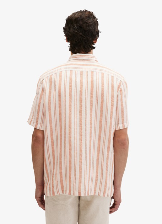 Marc O'Polo Overhemd in linnenblend met streepprint - achterkant 5 medium orange 39-9467 / oranje