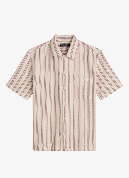 Marc O'Polo Overhemd met borstzak en streepprint - voorkant 4 light beige/2692