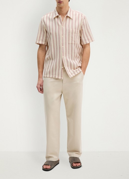 Marc O'Polo Overhemd met borstzak en streepprint - voorkant 5 light beige/2692