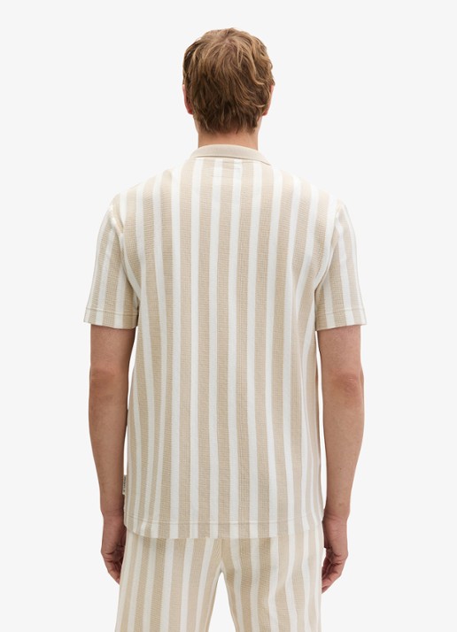 Marc O'Polo Overhemd met streepprint - achterkant 3 light beige 01-2673 / beige