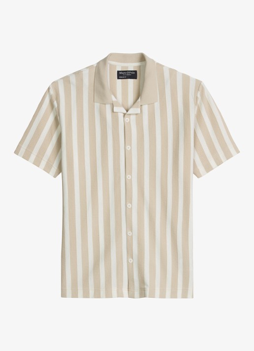 Marc O'Polo Overhemd met streepprint - voorkant 4 light beige 01-2673 / beige