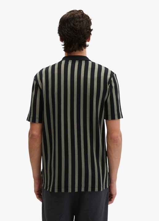 Marc O'Polo Overhemd met streepprint - achterkant 5 black 01-0093 / zwart