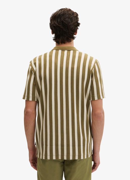 Marc O'Polo Overhemd met streepprint - achterkant 6 medium green 01-3493 / groen