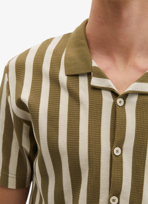 Marc O'Polo Overhemd met streepprint - detail 5 medium green 01-3493 / groen