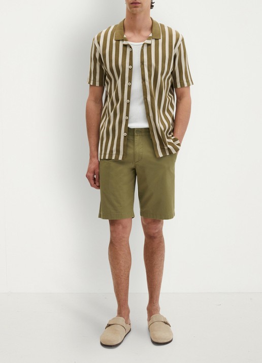 Marc O'Polo Overhemd met streepprint - voorkant 2 medium green 01-3493 / groen