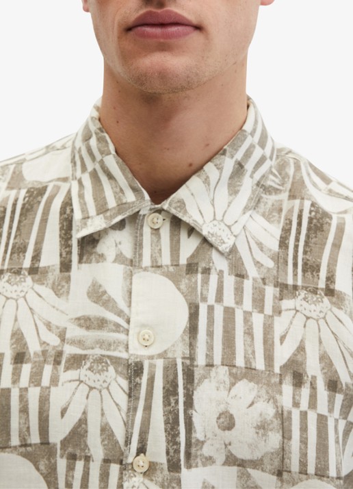 Marc O'Polo Overhemd van linnen met grafische print - detail 5 light brown/2094