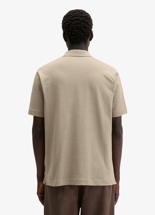 Marc O'Polo Polo in linnenblend - achterkant beige