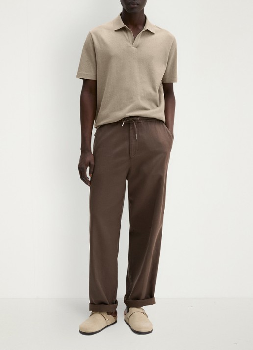 Marc O'Polo Polo in linnenblend - voorkant 3 beige