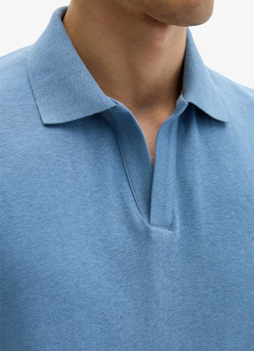 Marc O'Polo Polo in linnenblend - detail 5 blauw
