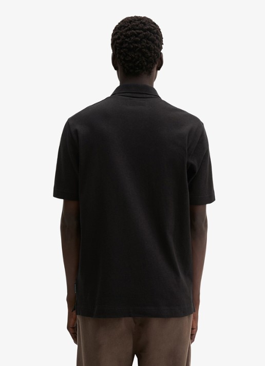 Marc O'Polo Polo in linnenblend - achterkant 5 zwart
