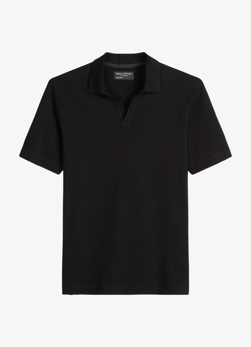 Marc O'Polo Polo in linnenblend - voorkant zwart