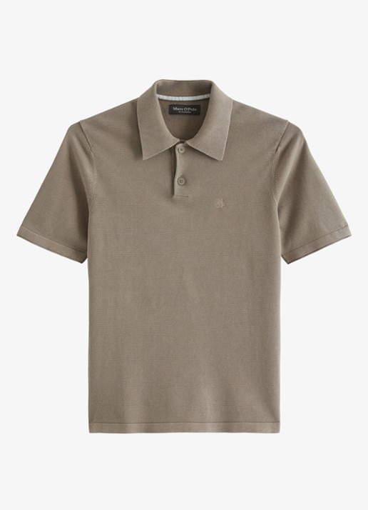 Marc O'Polo Polo met logoborduring - voorkant donkerbeige