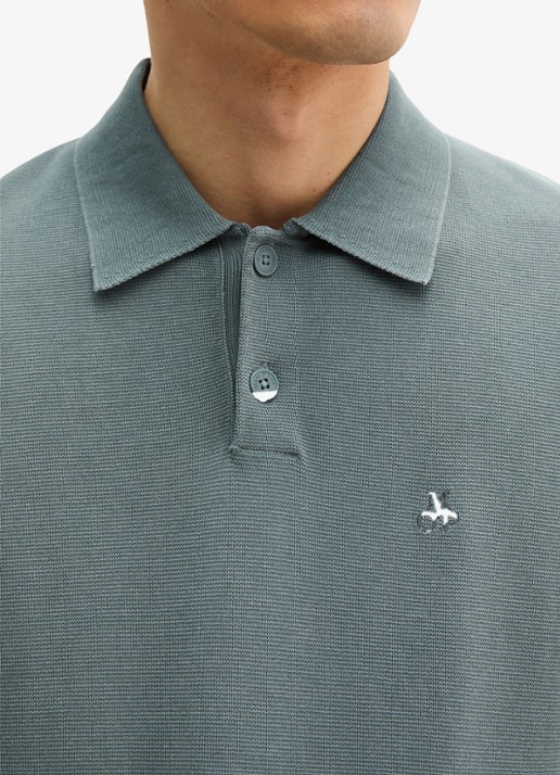 Marc O'Polo Polo met logoborduring - detail 2 blauwgrijs