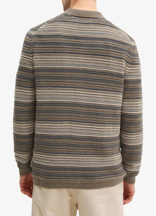 Marc O'Polo Polo met streepprint - achterkant 3 bruin