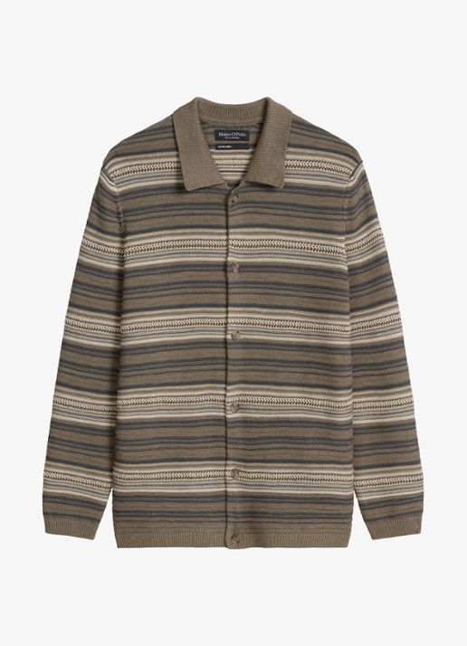 Marc O'Polo Polo met streepprint - voorkant 4 bruin