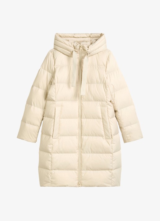 Marc O'Polo Puffer jas met capuchon - voorkant 4 creme