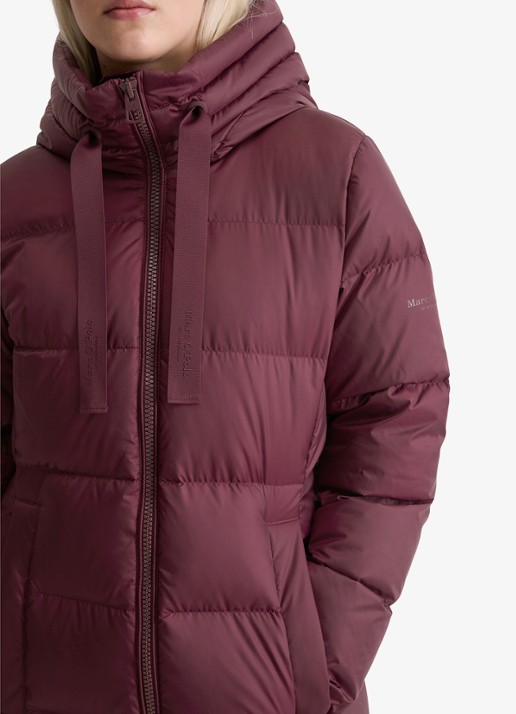 Marc O'Polo Puffer jas met capuchon - detail 4 bordeauxrood