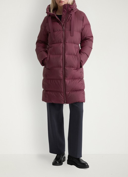 Marc O'Polo Puffer jas met capuchon - voorkant 2 bordeauxrood