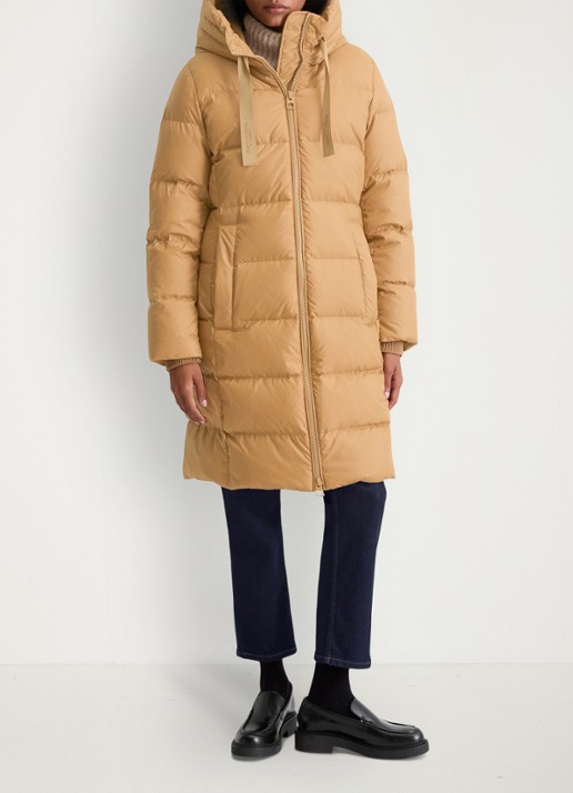 Marc O'Polo Puffer jas met capuchon - voorkant 4 camel