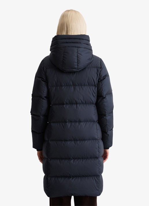 Marc O'Polo Puffer jas met capuchon - achterkant donkerblauw