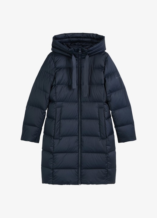 Marc O'Polo Puffer jas met capuchon - voorkant 2 donkerblauw