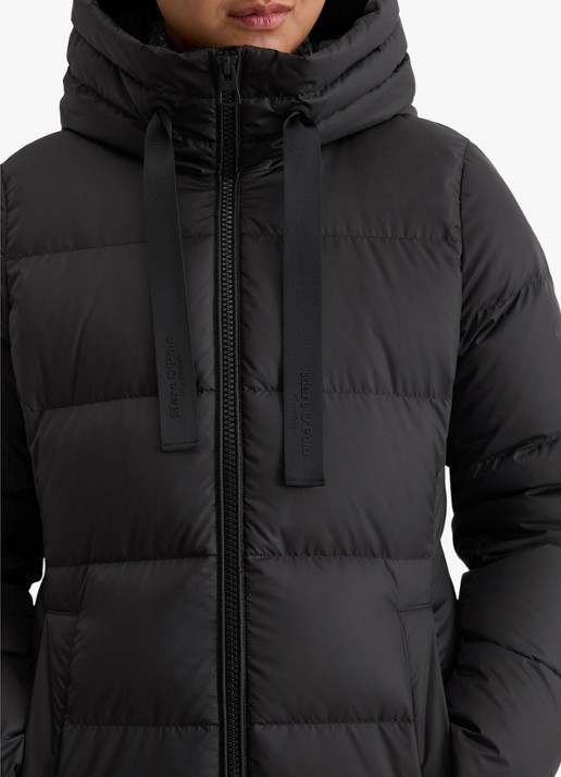 Marc O'Polo Puffer jas met capuchon - detail 4 zwart