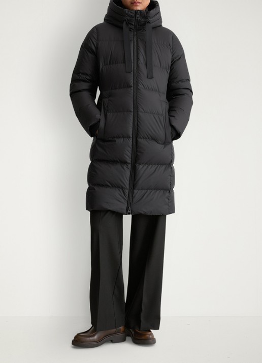 Marc O'Polo Puffer jas met capuchon - voorkant 2 zwart