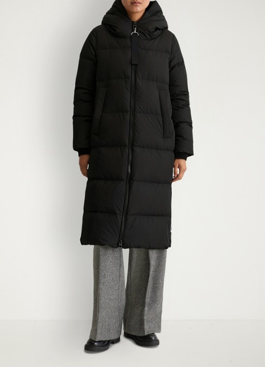 Marc O'Polo Puffer jas met capuchon - voorkant 3 zwart