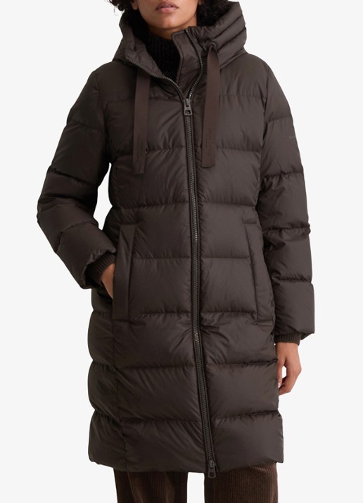 Marc O'Polo Puffer jas met capuchon - detail 3 donkerbruin