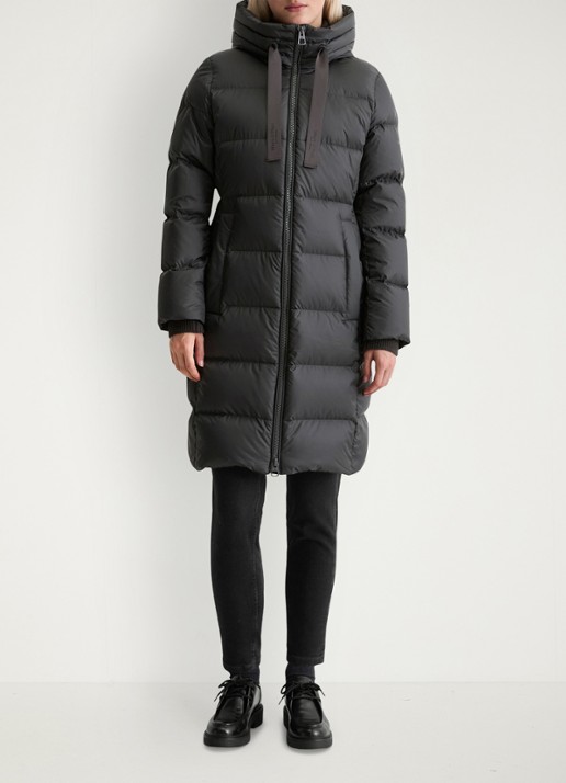 Marc O'Polo Puffer jas met capuchon - voorkant 5 donkergrijs