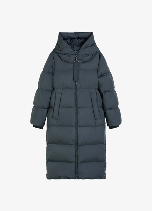 Marc O'Polo Puffer jas met capuchon - voorkant donkerblauw
