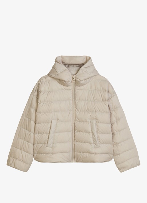 Marc O'Polo Puffer jas met capuchon - voorkant beige