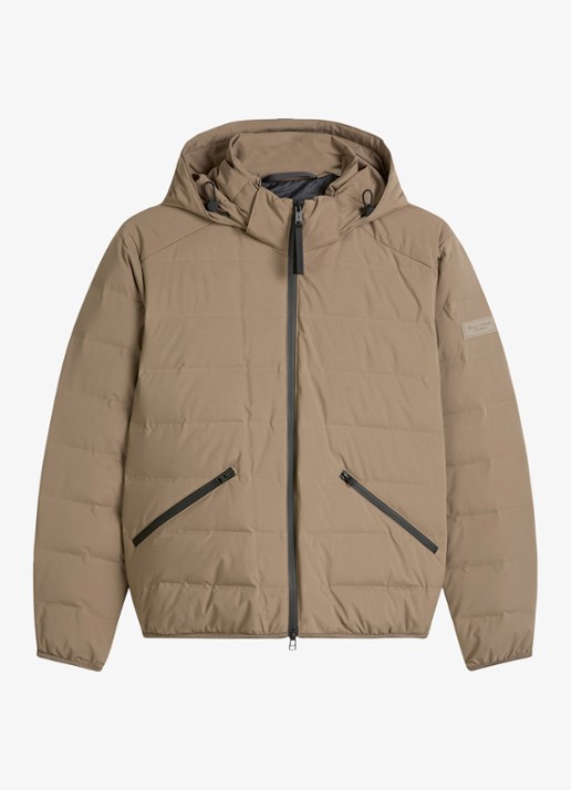 Marc O'Polo Puffer jas met capuchon - voorkant 2 khaki